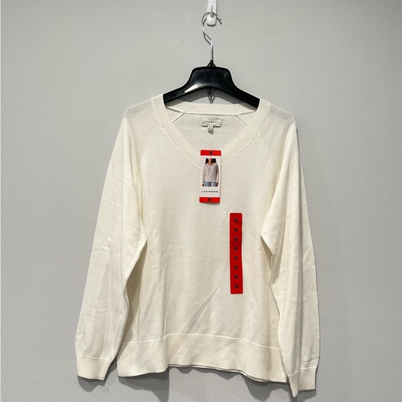 Lucky Brand Women's V-Neck Sweater, Long Sleeves, Side Slits, Cotton Blend - Picture 6 of 10